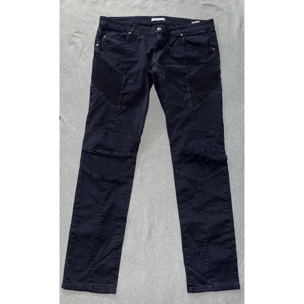 Pierre Balmain Men's Moto Jean Blue Denim Dark Wash Size 40